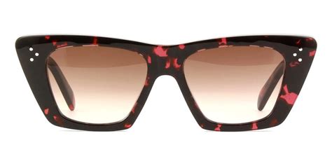 CELINE CL40187I 55F Shiny Red Havana Cat Eye .